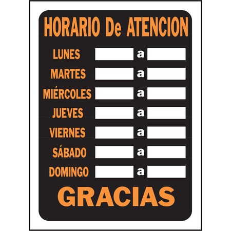 Hy-Ko Horario De Atencion Sign 8.5" x 12.5", 10PK A01121